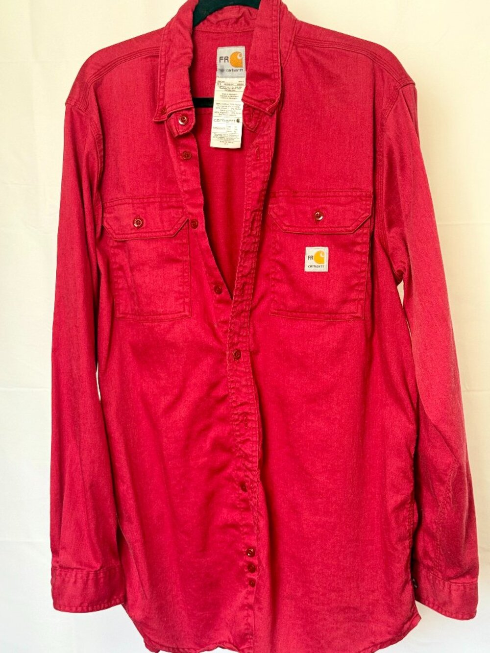 VINTAGE | Carhartt | Red Flame Resistant Work Shirt | Size L Tall